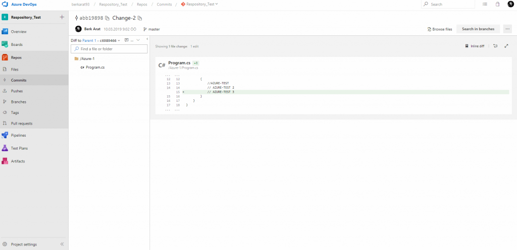 Azure 7 - Azure DevOps & Azure Repos Git Depolama